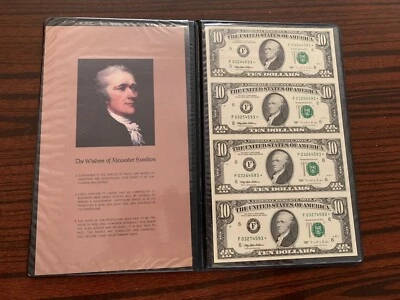 Uncut $10 Ten Dollar US Fed Res *STAR* Notes - 1995 Series F Sequential Serial # - Image 1 of 3