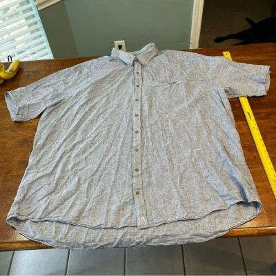 Cutter & Buck blue white striped button down short sleeve shirt size 4XL - Image 1 of 4