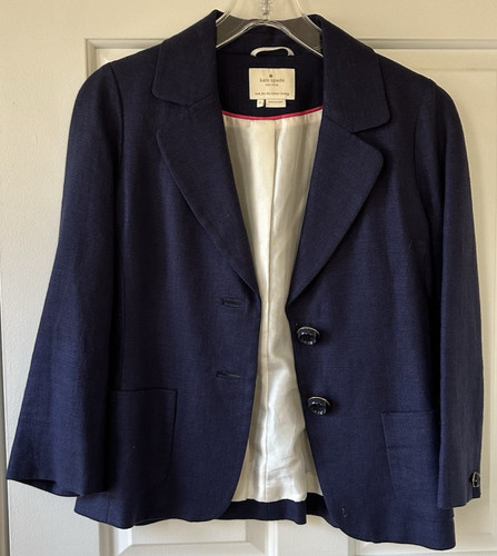 Giacca Kate Spade blu blazer misto lino nautica taglia 6