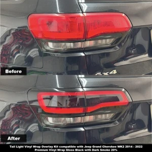 Tail Light vinyl wrap overlay kit Gloss Black compat. w/ Jeep GC WK2 2014 - 2022 - Picture 1 of 8