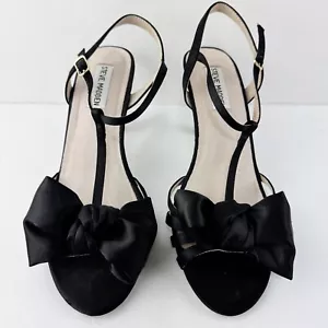 Sandali Steve Madden Gramicy raso tacco fiocco cinturino a T neri formali taglia 8 - Foto 1 di 7
