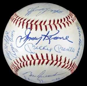 1965 NY Yankees Team Signed OAL Baseball 23 SIGS Mantle Maris Howard Ford JSA - Picture 1 of 8