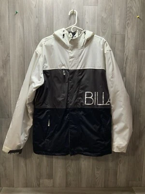Billabong 连帽冬季滑雪滑雪滑雪板夹克尼龙色块大号 — 第 1/4 张图片