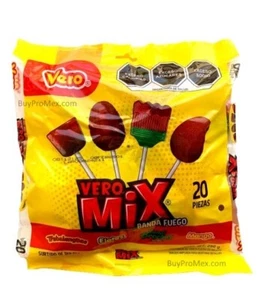 2-Pk Paletas Vero Mix Banda Fuego/Vero Lecca-Lecca Piccante Assortito 290g/10,22oz - Foto 1 di 2