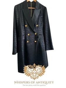 BALMAIN ZIPPED DOUBLE BREASTED Jacquard JACKET monogram DRESS Size 48 EU - Picture 1 of 7