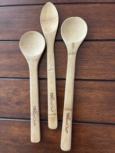 Pampered Chef Bamboo Spoon Set Of 3 New Wooden Spoons Non Stick Cookware - Picture 1 of 2