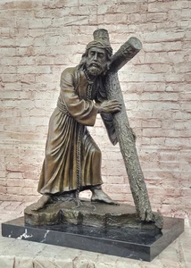 Signed Original Valli Extra Large Jesus With Cross Museum Quality Bronze Statue - Picture 1 of 10