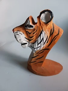 Peepers Hand Carved Painted Tiger Wooden Eyeglass Holder Stand Glass Eyes - Picture 1 of 4