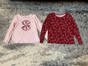 Girls Christmas Long Sleeve Shirts Size 5/6 - Picture 1 of 6