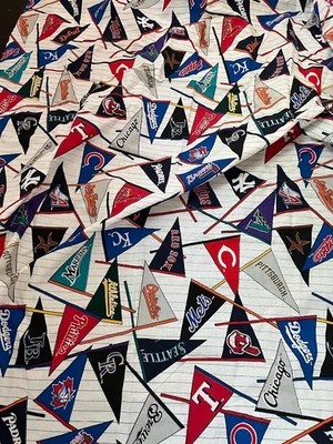 Fabric Traditions NLB Baseball Pendant Banners White Striped Multi-Team 60x28 - Image 1 of 4