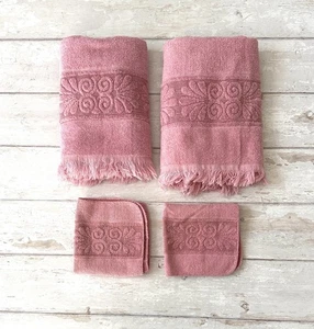 Monticello Seashell Swirl Rosa Badetuch Set 2 Badetücher 2 Waschwäsche 4tlg  - Bild 1 von 3