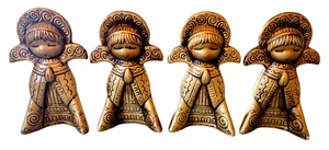 Set Of 4 Vintage Japan Ceramic Praying Angel Figurines With Gold Finish 5" - Picture 1 of 7