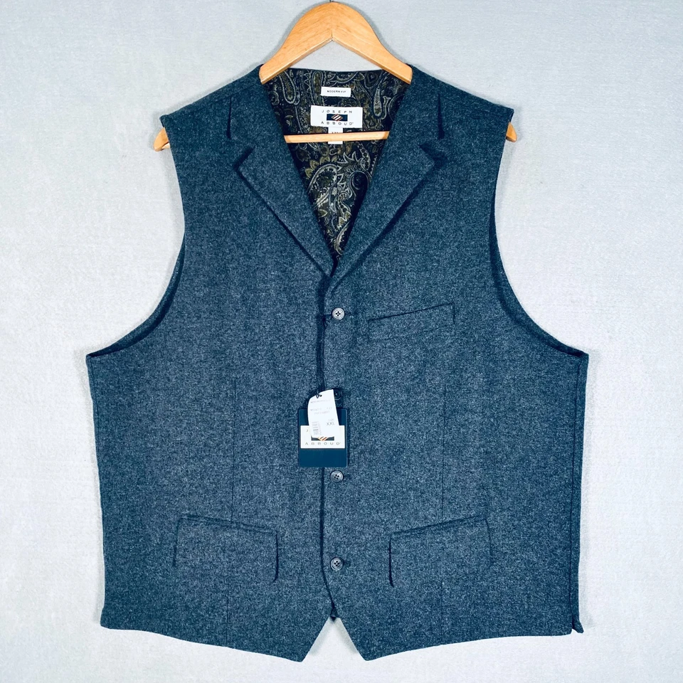 Chaleco Joseph Abboud Para Hombres XXL Azul Lana Tweed Chaleco Abotonado Nuevo Con Etiquetas Foto 1 de 4