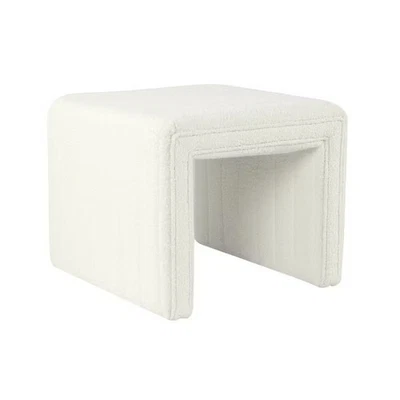 Cream Boucle Channel Decorative Ottoman - Image 1 of 4