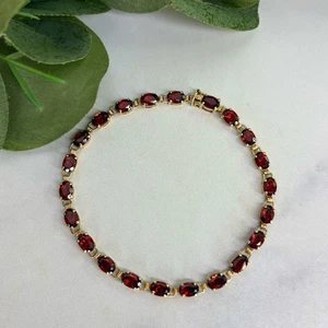 "Pulsera tenis granate oro amarillo 10K 7,75"" y 7,5 gramos" - Imagen 1 de 22
