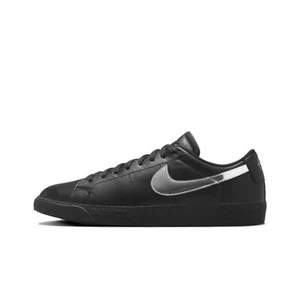 Size 10-12 Nike Dancer Skateboards x Zoom Blazer SB Low Black Metallic Silver - Picture 1 of 10