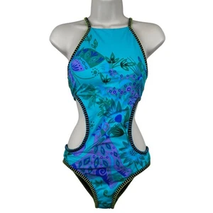NEU Nanette Lepore Jakarta Jaguar Monokini Einteiler Badeanzug blau Small - Bild 1 von 16