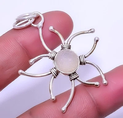 Titanium Opalite Agate Drusy 925 Sterling Silver Pendant 1.95" P7580-13 - Image 1 of 4