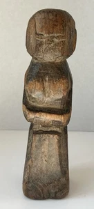 Hand Carved Wooden Santos Figure – Folk Art Female Statue, 9″ Rustic Carving - Picture 1 of 9