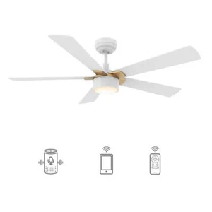 CARRO Indoor/Outdoor Ceiling Fan 52" w/ Light Integrated LED + Remote White - Picture 1 of 1