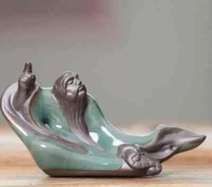 3.9" Chinese Yixing Zisha Pottery Philosopher Thinker Lao-tzu Figurines Statues - Picture 1 of 3