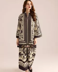 Set donna elegante Co-Ord stampa lavoro collezione cucito - Foto 1 di 6