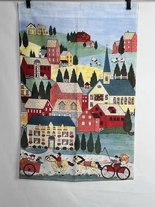 house flag horse buggy Old England Stain Glass Church Country Side Sheep 36”x24” - Picture 1 of 6
