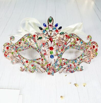 Masquerade Ball Party Gold Mask, Venetian Rainbow Eye Masks, LGBTQ Parade, Prom - Image 1 of 3