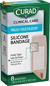 Truly Ouchless Extra Large Silicone Bandages, Flexible Fabric, 8 Count - Picture 1 of 12