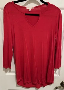 Rotes Strick Medium Shirt, Nine Britton Dawson Bar Neck 3/4 Langarm, Stichfixierung - Bild 1 von 11