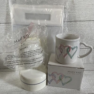 Vintage Mary Kay Hearts Coffee Cup Mug Gift Bag Loofa Powder Container Lot New - Picture 1 of 9