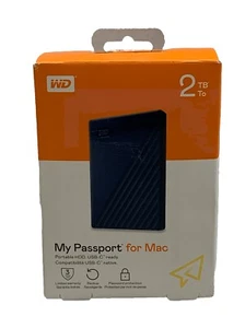 WD - My Passport 2TB External USB C 3.0 Portable Hard Drive HDD - Black for Mac - Afbeelding 1 van 9