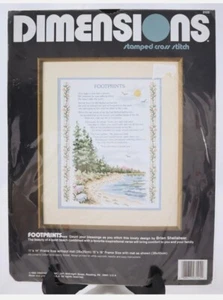 Dimensions Stamped Cross Stitch Footprints Verse Sealed Kit 11x14 Shellabear - Picture 1 of 3