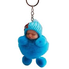  1pc Sleeping Baby Doll Keychain Fluffy Keyring Hanging Pendant Gift Bow-knot