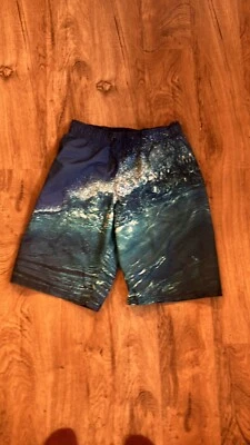 Bermuda de natação masculina estampa oceano azul tamanho 14 - Imagem 1 de 4