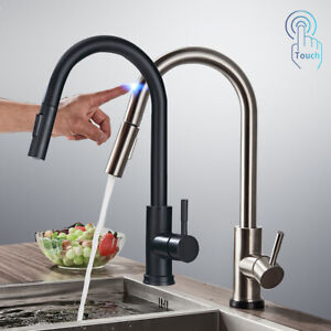 Smart Touch Sensor Kitchen Tap Pull Out Touch Control Mixer Faucet 360°Modern UK