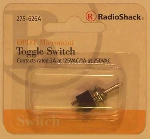 RadioShack 275-626 DPDT Micromini Toggle Switch ~ 3A at 125VAC or 1A at 250VAC - Picture 1 of 1