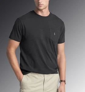 Polo Ralph Lauren Black Custom Slim Fit Pocket Crewneck T-Shirt Men Size Medium - Picture 1 of 6