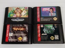 Lot Of 4 Sega Genesis Games TAZ-MANIA, NFL QB CLUB, JEOPARDY AND PRIMAL RAGE !!!