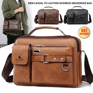 Brown Business Crossbody Bag Men's Shoulder Leather Vintage Men Casual Bags - Picture 1 of 17