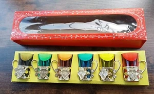Six Vintage Multicoloured Plastic Shot Glasses In Original Box Made In Hong Kong - Picture 1 of 6