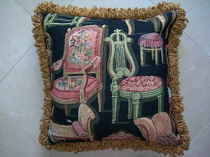 Decorative Designer Kathy Ireland Chair Motif Black Pillow Cover - Picture 1 of 2