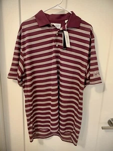Camisa polo de golf Byron Nelson Eleven recta a rayas moradas para hombre M - Imagen 1 de 6