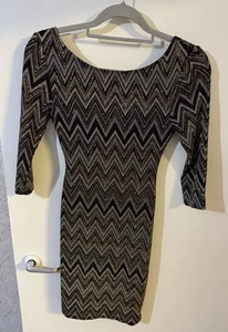New Look Bodycon-Minikleid schwarz & gold Glitzer Größe UK 8 - Bild 1 von 6