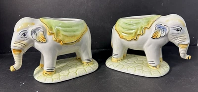 De colección Pier 1 par de platos de elefante jardineras artista firmado HERMOSO Foto 1 de 4
