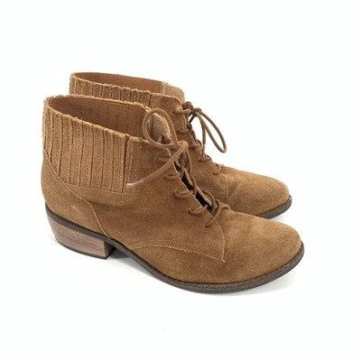 $215 Anthropologie Matisse Price 系带麂皮绒踝靴 7.5 女式棕色波西米亚 — 第 1/4 张图片