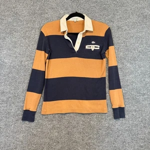 Lacoste Shirt Womens 36 Navy Yellow Striped Long Sleeve Polo Academia Preppy - Picture 1 of 8