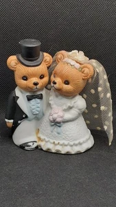 Homco #1424 Bride Groom Bears Figurines. Wedding Anniversary Cake Topper 4" TALL - Bild 1 von 11