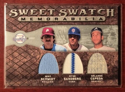 2009 U.D. Líquia Sweet Spot Memorabilia Mike Schmidt Ryne Sandberg Orlando Cepeda - Imagem 1 de 2