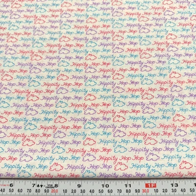 Vintage 1993 Fabric Traditions Hippity Hop Hop Cotton Fabric Remnant 17" x 44" - Image 1 of 2